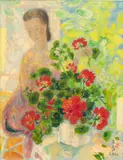 Le Pho, Lady with Flowers, oil on canvas