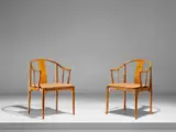 Pair of 'Chinese' armchairs, model no. 4283 by Hans J. Wegner, designed 1944, produced after 1963, cherry, leather, sold Jun 2021