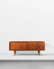 Sideboard, model no. RY26 by Hans J. Wegner, mid-late 1950s, teak-veneered wood, oak, brass, sold Jun 2021