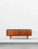 Sideboard, model no. RY26 by Hans J. Wegner, mid-late 1950s, teak-veneered wood, oak, brass, sold Jun 2021