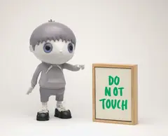 Do Not Touch by Javier Calleja, 2020, resin, steel, string, acrylic on canvas, sold Jun 2021