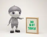 Javier Calleja, Do Not Touch, 2020, resin, steel, string, acrylic on canvas