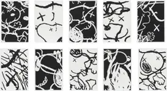 MAN'S BEST FRIEND by Kaws, 2016, complete set of 10 screenprints in black and white on Saunders Waterford High White paper, sold Jun 2021