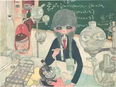 Aya Takano, In the Lab (the Birth of Jelly), 2017, oil on canvas