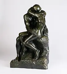 Auguste Rodin, Le Baiser, 1ère réduction dite aussi "réduction n°1", 1886, bronze with brown/green patina