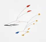 Two Red Petals in the Air by Alexander Calder, 1958, sheet metal, wire, and paint, sold Nov 2021
