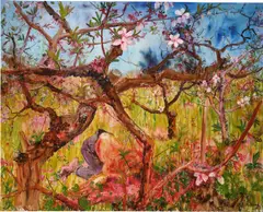 Smell the Flowers by Zhou Chunya, 2008, oil on canvas, sold Nov 2021