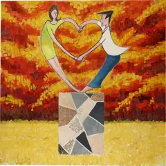 Wang Xingwei, Untitled (Heart-Shaped Dance), 2006, oil on canvas