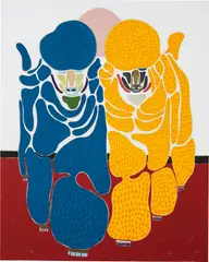 Marching To The Sun by Susumu Kamijo, 2020, Flashe vinyl paint on canvas, sold Nov 2021