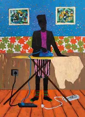 Godwin Champs Namuyimba, The Connector, 2021, acrylic and mixed media on canvas