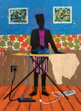 Godwin Champs Namuyimba, The Connector, 2021, acrylic and mixed media on canvas