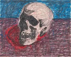 Madsaki, Skull II (inspired by Andy Warhol) 2, 2019, acrylic paint and aerosol on canvas