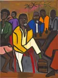 Cassi Namoda, Virgilio Oito, He Who Owns Land in Goana, 2018, acrylic on canvas