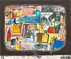 Untitled by Eddie Martinez, 2009, oil and spray paint on canvas, sold Nov 2021