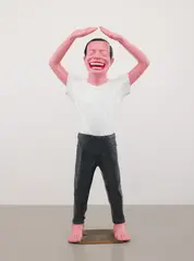 Contemporary Terracotta Warrior No.5 by Yue Minjun, 2003, acrylic on fibreglass and reinforced plastic with iron base, sold Nov 2021