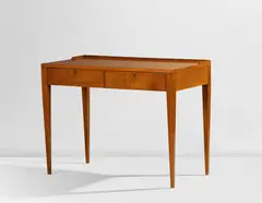 Writing desk by Gio Ponti, 1950, beech, beech-veneered wood and brass, sold Nov 2021