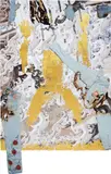 Korakrit Arunanondchai, My Trip to the White Temple 3, 2013, denim on digitally printed canvas with foil stamping