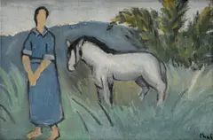Bui Xuan Phai, Woman and Horse, oil on canvas