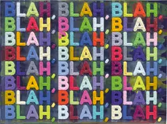 Blah, Blah, Blah (MB6105) by Mel Bochner, 2020, monoprint in oil with collage, engraving and embossment on handmade paper, sold Nov 2021