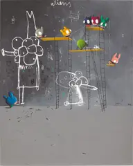 Aliens by Edgar Plans, 2020, oil on canvas, sold Nov 2021