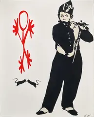 Blek le Rat, Pied Piper, 2009, mixed media on canvas