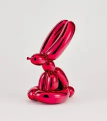 Balloon Rabbit (Red) by Jeff Koons, 2017, glazed porcelain, sold Nov 2021