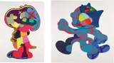 Kaws, Two works: (i) ISOLATION TOWER; (ii) ANKLE BRACELET, 2016, screenprint on paper