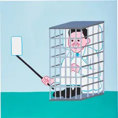 Untitled #23 by Joan Cornellà, 2017, acrylic on canvas, sold Mar 2021