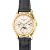 Patek Philippe, A very fine and rare yellow gold perpetual calendar wristwatch with moon phases, 24-Hour and leap year indication