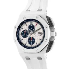 Audemars Piguet, A fine and attractive white ceramic chronograph wristwatch with date, warranty and box, Circa 2014