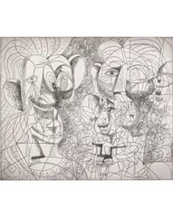 George Condo, Laughing Clown Composition, 2020, etching with drypoint on Hahnemuhle Copperplate paper