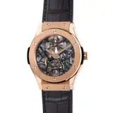 Hublot, A fine and attractive limited edition pink gold skeletonized tourbillon wristwatch with warranty and box, numbered 2 of a limited edition of 99 pieces, Circa 2012