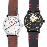 A pair of fine and rare limited edition stainless steel and stainless steel with black PVD-coated wristwatches with regulator display, guarantee and box, both limited to 178 pieces by Louis Erard X Alain Silberstein, Both circa 2020, sold Mar 2021