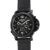 Panerai, A fine and well-preserved limited edition black ceramic and titanium dual time single-button chronograph wristwatch with small seconds, day/night, power reserve indication, certificate and box, numbered 6 of a limited edition of 300 pieces, Circa 2009