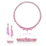 William & Son, A Set of Pink Sapphire and Diamond Necklace, Bracelet, Earrings and Ring