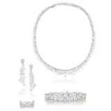 William & Son, A Set of Colourless Sapphire and Diamond Necklace, Bracelet, Earrings and Ring