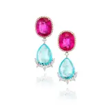 William & Son, A Pair of Rubellite, Paraíba Tourmaline and Diamond Earrings