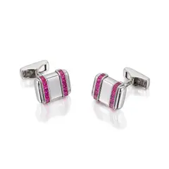 A Pair of White Gold and Ruby Cufflinks by Anton Graff, sold Mar 2021