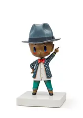 Mr., Happy, 2016, FRP, urethane lacquer and acrylic sculpture; Conrian®, iron and wooden base