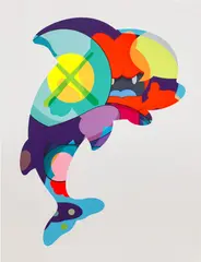 PIRANHAS WHEN YOU'RE SLEEPING by Kaws, silkscreen on paper, sold Jul 2021