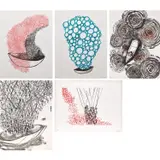 Chiharu Shiota, Five works: (i) Navigating into the Unknown; (ii) Cell; (iii) Sailing in the Sky; (iv) Holding the Memory; (v) Keys Hanging