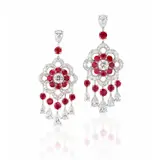 Anton Graff, A Pair of Diamond and Ruby 'Rosette' Earrings