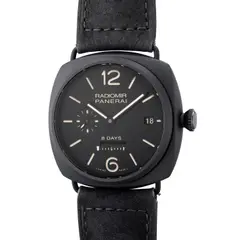 Panerai, A fine and rare limited edition cushion-shaped black ceramic wristwatch with small seconds, 8-Day power reserve indication, date, certificate and presentation box, numbered 115 of a limited edition of 500 pieces, Circa 2012