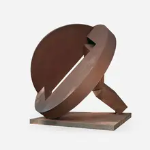 Fletcher Benton, Folded Circle Two Squares, 1982, Corten steel