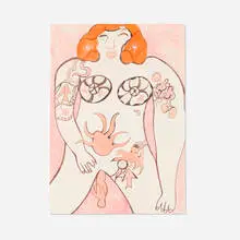 La naissance by Niki de Saint Phalle, 1983, watercolor and colored pencil on paper, sold Oct 2024