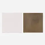 Jacob Kassay, Untitled (diptych), 2011, silver deposit on canvas, acrylic on canvas