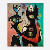 Mable with Dry Martini by Emerson Woelffer, 1947, oil and roofing material on canvas, sold Sep 2024
