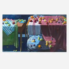 Paul Wonner, Fruit and Kitchen Towels, 2001, acrylic on canvas
