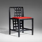 Maarten Baas, DS3 chair (from the Where There's Smoke series), 2005, charred and lacquered wood, upholstery, mother of pearl
