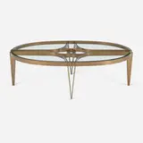 Downtown, Eclipse cocktail table, c. 2010, patinated brass, glass